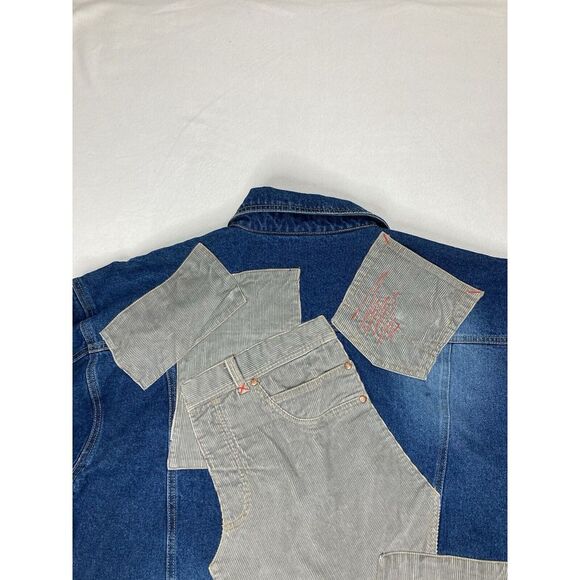 Boom X Blue Corduroy Long Sleeve Heavyweight Button Up Jean Jacket Mens XXL - Picture 9 of 13